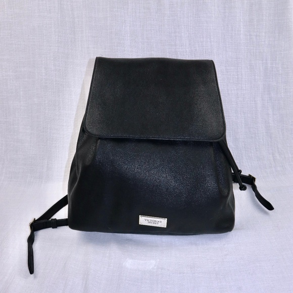 Victorias Secret Black Pleather Book Bag - Picture 1 of 5